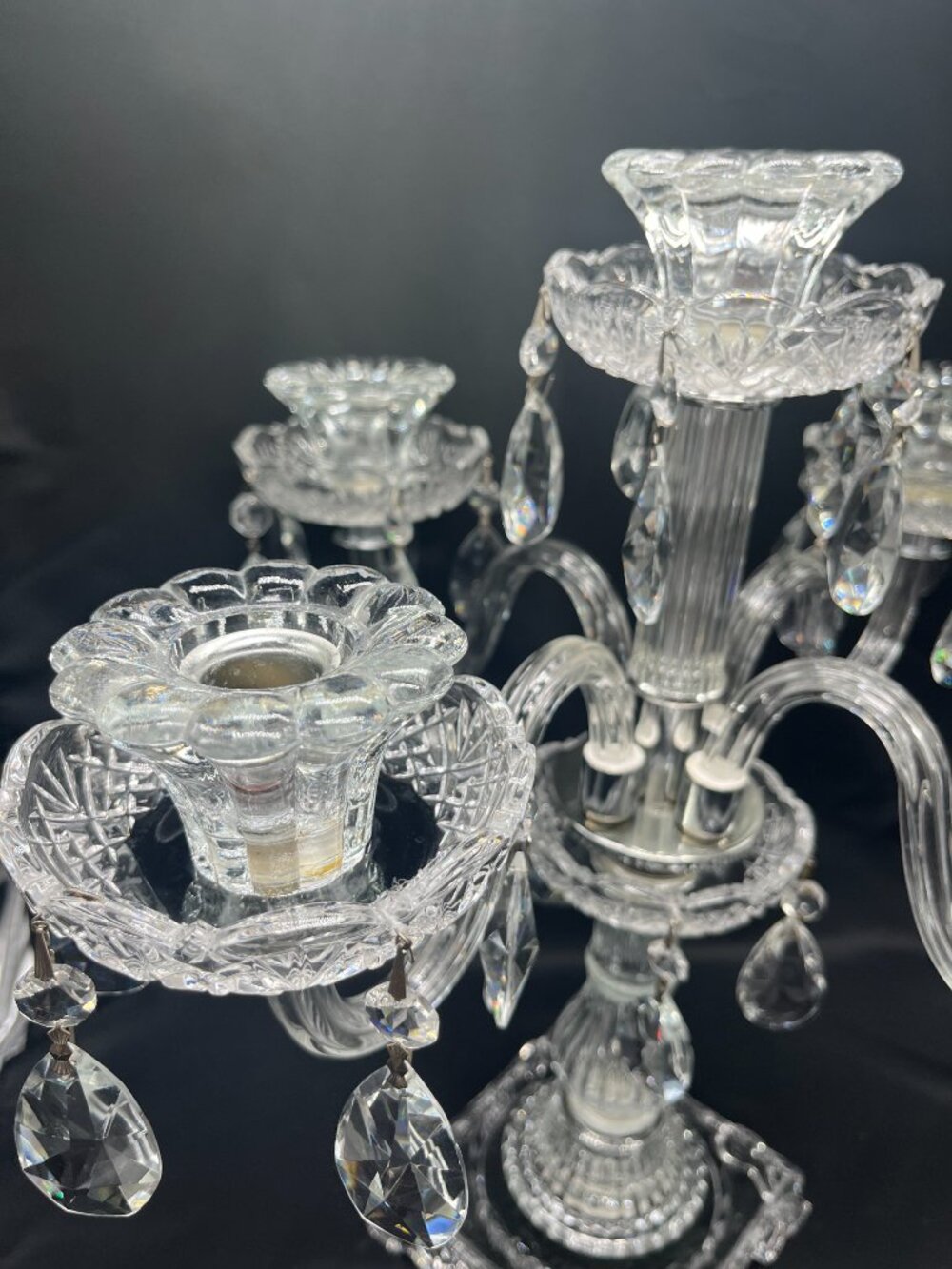 Romanian Ornate Fine Crystal Candelabra - Picture 10 of 11